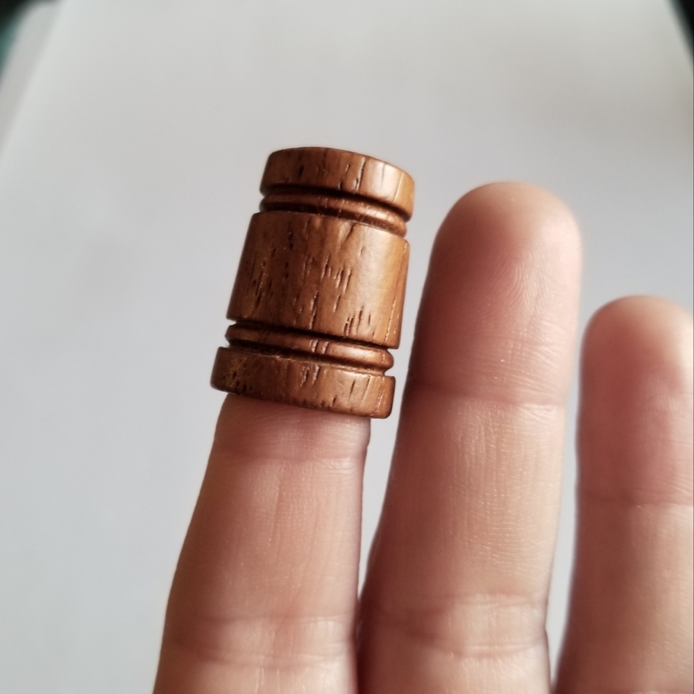 Vintage wooden thimble wood brown